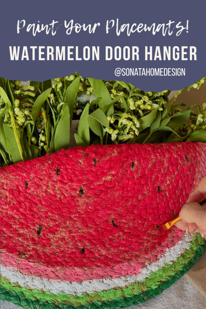 Watermelon door hanger made from placemats and paint.