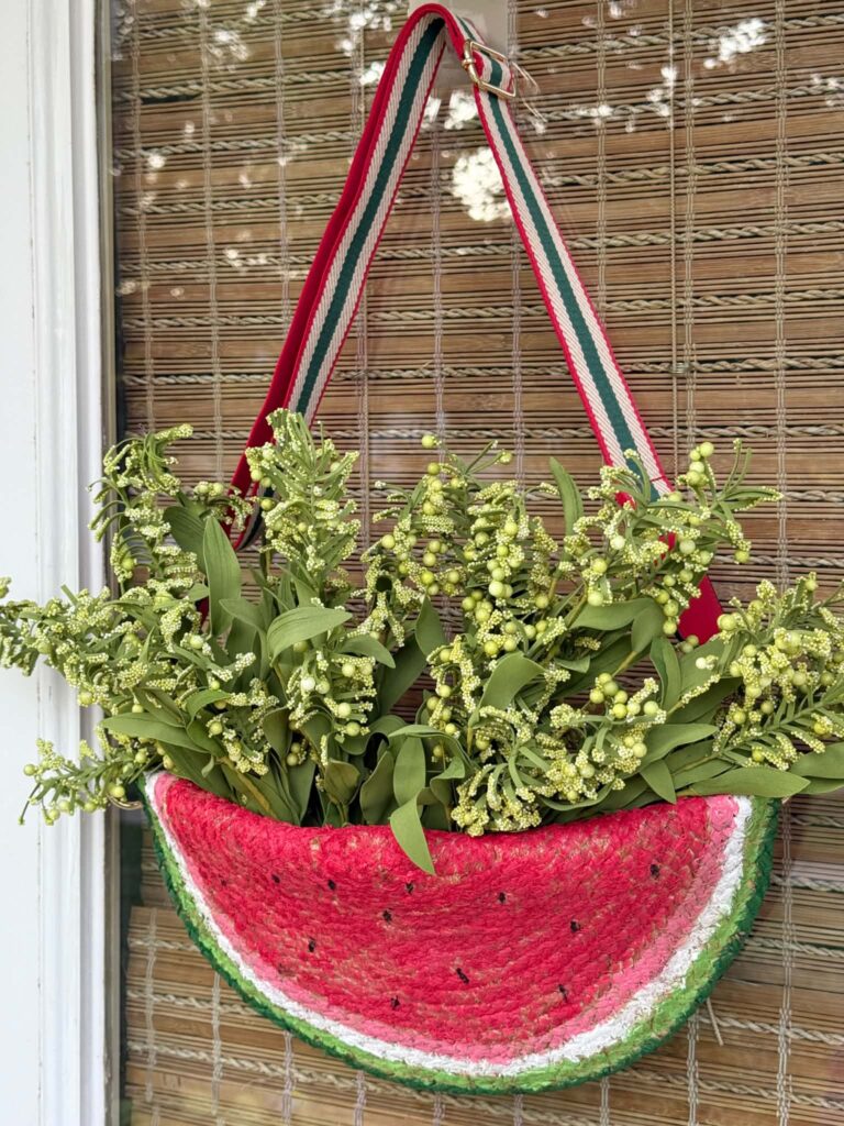 DIY Watermelon Door Hanger from Woven Placemats (Yes, Really)