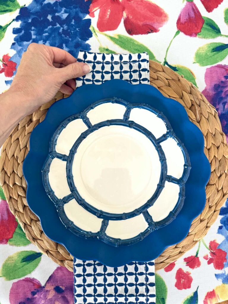 A table setting for a summer tablescape.