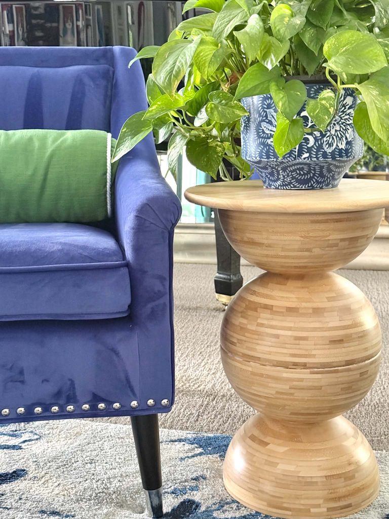 A DIY IKEA bowl side table.
