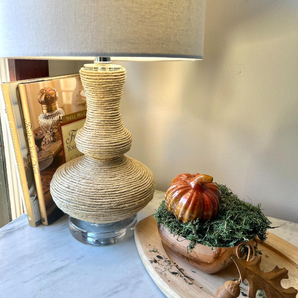 A sisal rope wrapped lamp.